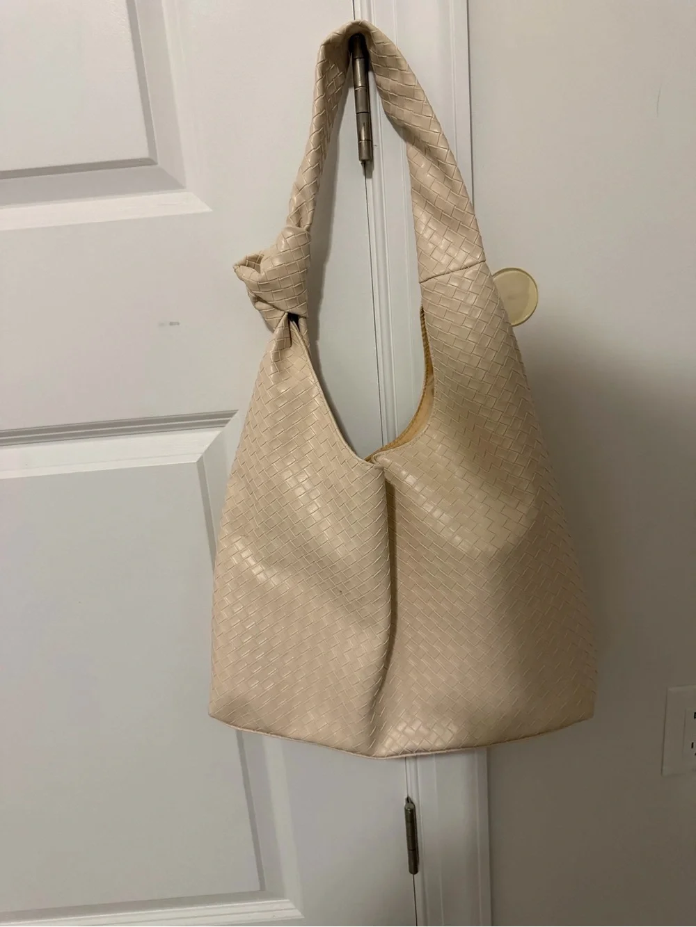 Woven Hobo Shoulder Bag - Cream